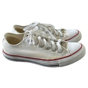 Women’s White Canvas Sneakers with Red Trim 7
